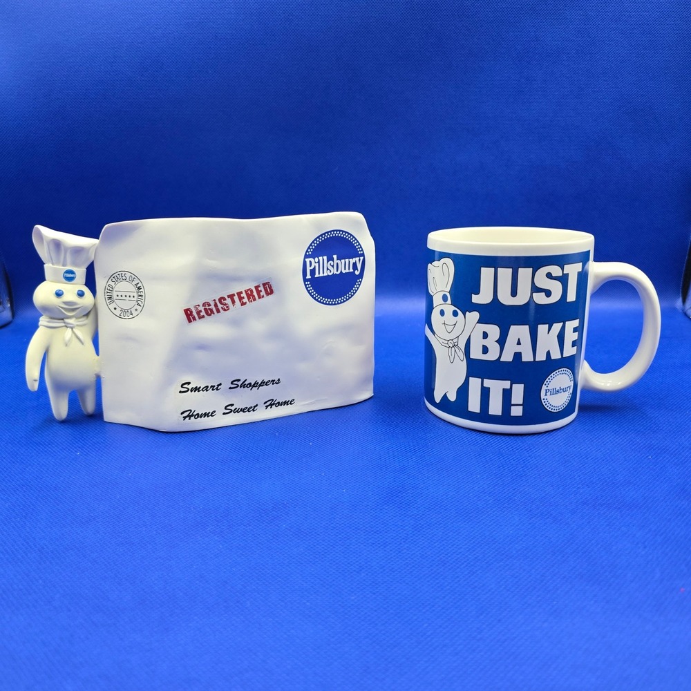 Vintage Pillsbury Doughboy Envelope Coupon Holder Mail Mug Set Kitchen 2004